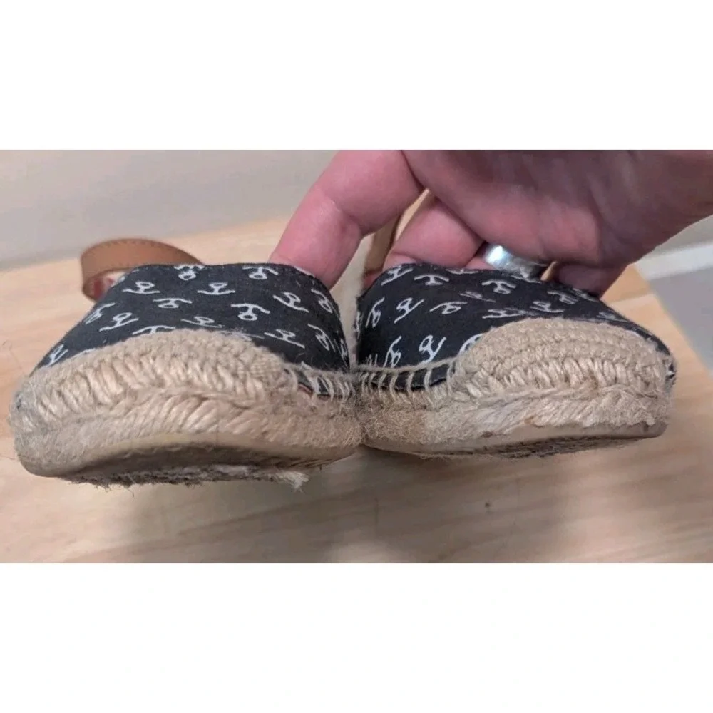 Sperry Top Sider 7.5 Hope Espadrilles Flats Navy Anchors Jute Rope trim Nautical